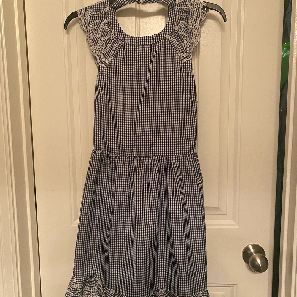Copper Key Navy Gingham Kids Dress